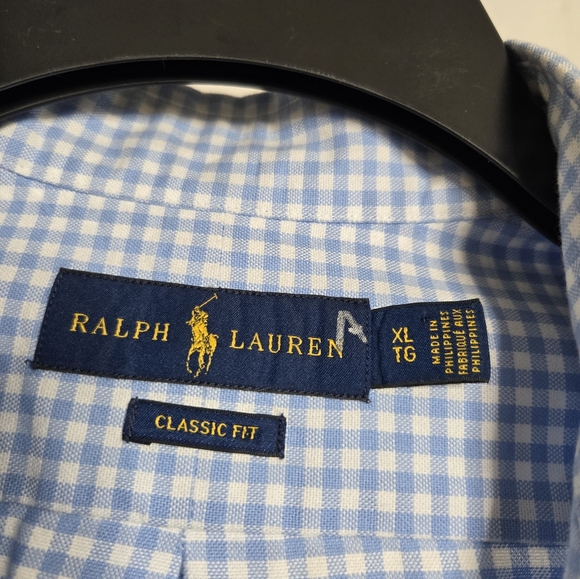 Ralph Lauren Men's Blue Checkered Classic Fit Performance Shirt XL TG - Picture 8 of 9
